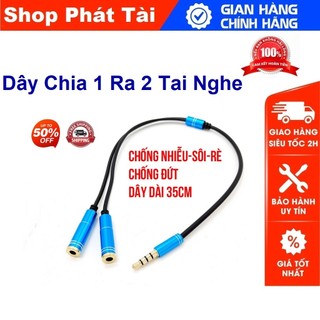 Dây Chia 2 Tai Nghe- Cáp Chia 2 Cổng 3.5mm- Dây Chia Từ 1 Ra 2 Tai Nghe Đầu Nhôm Jack Cắm 3.5Mm Cao Cấp
