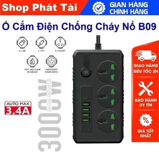 Ổ Điện Thông Minh POWER B09 Sạc Nhanh USB-C 20W PD, Chống Cháy Nổ, Chống Giật, Chip IQ Điều Chỉnh Điện Áp, Dây Dài 2M