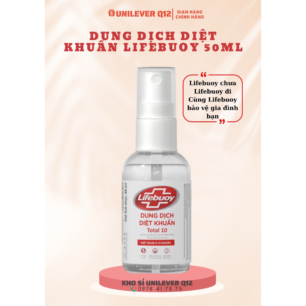 Lifebuoy diệt khuẩn rửa tay khô bảo vệ vượt trội 10 - Chai 50ml