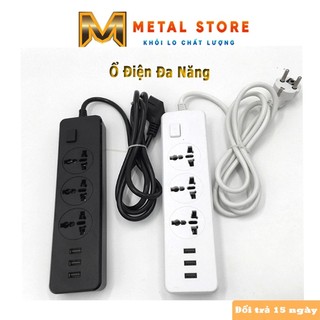 Ổ cắm điện đa năng,dây nối điện kèm sạc nhanh USB METAL STORE công suất 2500w