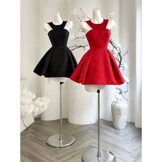 Đầm xoè sn cổ tròn xếp li