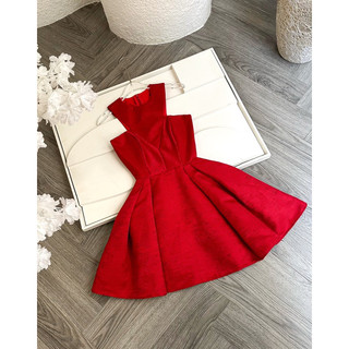 Đầm xoè sn cổ tròn xếp li