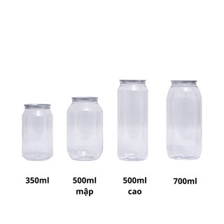 Lon nhựa pet nắp nhôm xé unibar các size 350ml, 500ml, 700ml