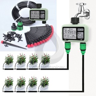  Bộ nhỏ giọt tự động tưới cây 40 béc kèm van HCT-362 có 2 đầu nước ra cài đặt riêng biệt 