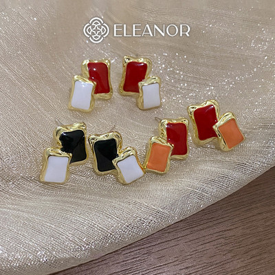 Bông tai nữ chuôi bạc 925 Eleanor Accessories hình chữ nhật phụ kiện trang sức khuyên tai 6922