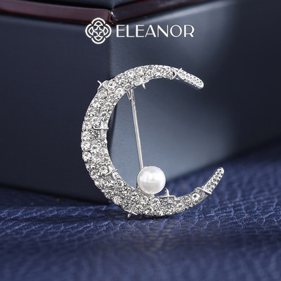 Ghim cài áo nam nữ Eleanor Accessories hình mặt trăng đính đá phụ kiện trang sức trâm cài 6901