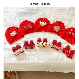 Set Turban Mũ Và Tất Chân Nhiều Kiểu Màu Đỏ Xinh Xắn Cho Bé Trai Bé Gái Từ Sơ Sinh Đến 1 Tuổi Đón Tết