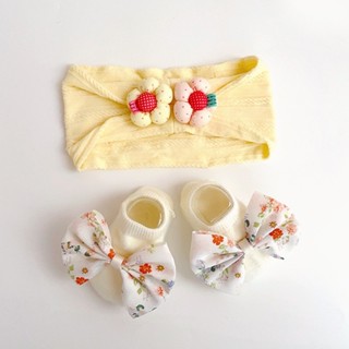 Set Mũ Turban hoa Và Tất Chân chống Trơn Trượt Xinh Xắn, Dễ Thương Cho Bé Từ Sơ Sinh Đến 2 Tuổi