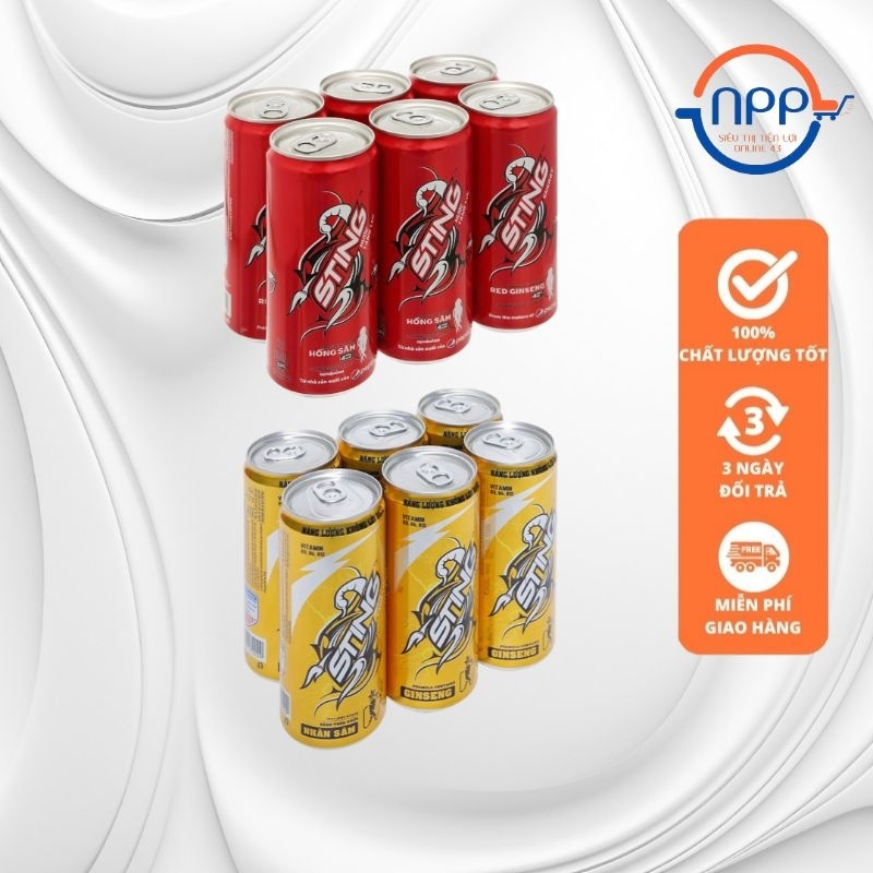 [1 Lốc] Nước Tăng Lực Sting Gold Vàng - Sting Dâu - Lon 330ml - Lốc 6 lon