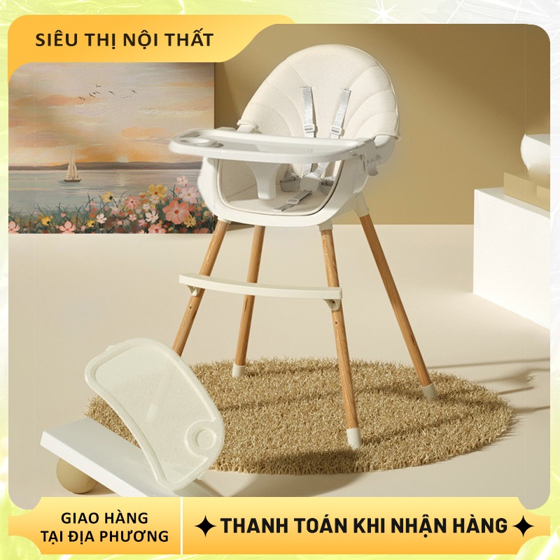 Ghế Ăn Dặm Cho Em Bé, Ghế Ngồi Em Bé 4 Chân Gỗ Chắc Chắn Êm Ái, Ghế Tập Ăn Cho Bé Chân Cao Giúp Mẹ Dễ Dàng CHo Bé Ăn