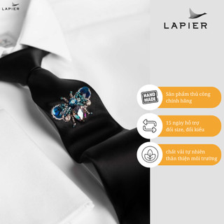 Cà vạt nam cao cấp LAPIER thêu đính thủ công Ong Đá