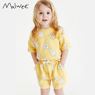 Bộ hè cotton Malwee vàng hoa thỏ cho bé gái 2-8 tuổi Mẫu mới MW8327/LM22004- Little Maven Chính Hãng