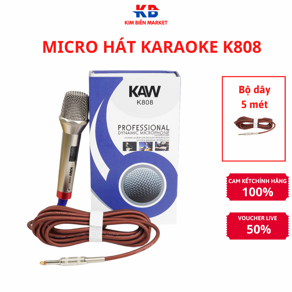 Micro Karaoke KAW Lọc Âm Tốt, Chống Hú, Chống Ồn, Hát Hay Dây Dài 5M Sử Dụng Trong Gia Đình