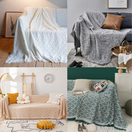 Khăn trải bàn phủ sofa phối ren họa tiết Bắc Âu trang trì nhà cửa, phong cách Bắc Âu dùng trải bàn trang trí khăn picnic