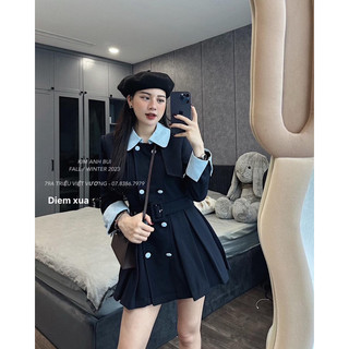 Đầm xếp ly xoè tiểu thư - phong cách học sinh hàn quốc hàng TK