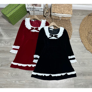váy nhung phối cổ thô 25205