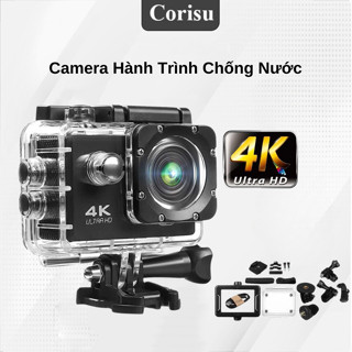 Camera Hành Trình Chống Nước Corisu Chống Rung 4K Sports Ultra HD DV Gắn Mũ Bảo Hiểm, Tay xe