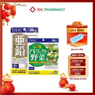 Combo DHC rau củ và DHC kẽm Zinc giảm mụn, giảm nóng 30 ngày