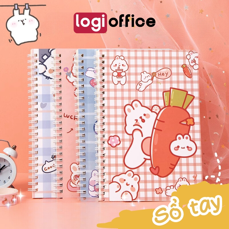 Sổ lò xo sổ tay A5 kẻ ngang 60 trang LOGi phong cách hàng quốc cute tập vở ghi chép dành cho học sinh S21