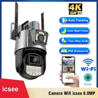 Camera giám sát không dây icsee 2 ống kính 8MP | 6MP - Ai phát hiện người, đồ vật, động vật, ban đêm có màu