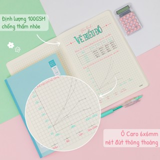 Vở Klong may dán gáy B5 Kẻ ngang/ Caro/ Dotgird 80-200 trang tùy chọn giấy dày Sổ KLONG bìa dễ thươn