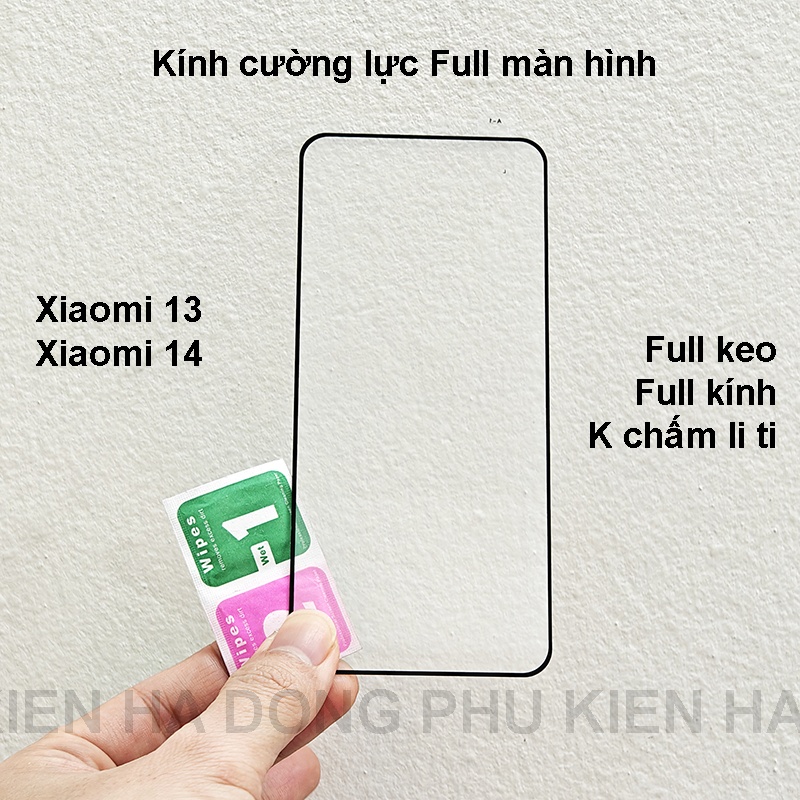 Kính cường lực full màn hình Xiaomi 14, Xiaomi 13 (tặng giấy lau màn hình)