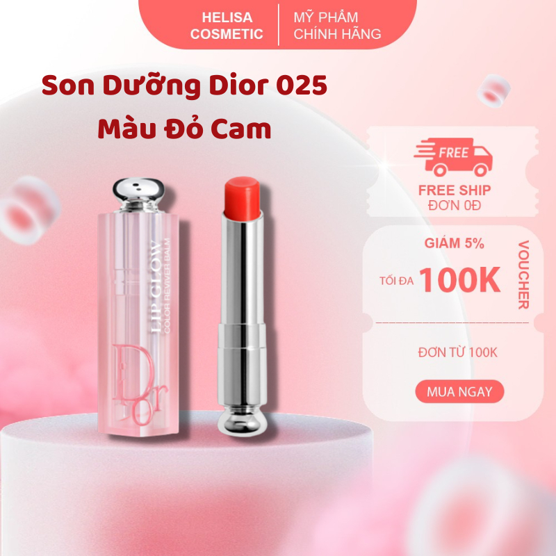 Son Dưỡng Dior Addict Lip Glow Màu 025 Seoul Scarlet màu đỏ cam