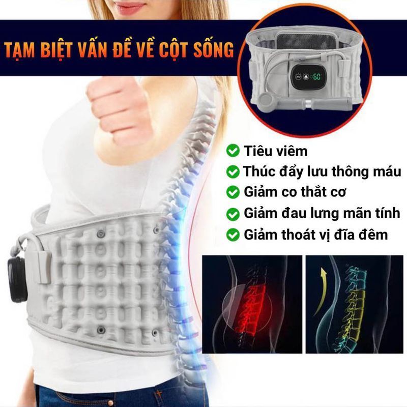 Đai Lưng Cột Sống Thoát Vị Đĩa Đệm Cao Cấp Z5, Đai Hơi Kéo Dãn Cột Sống Định Hình Giảm Đau Bảo Vệ Mát Xa Nóng Hồng Ngoại