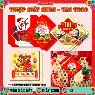 Thiệp Tết Chúc Mừng Năm Mới 🌈𝑭𝒓𝒆𝒆𝒔𝒉𝒊𝒑  Set 5 Tag Treo Tết Trang Trí Giấy Mỹ Thuật Dày Dùng Kèm Hộp Quà Tết Sang Trọng