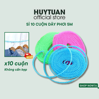 [MUA NHIỀU GIẢM GIÁ] Sỉ 10 cuộn dây phơi đồ thông minh không cần cặp dài 3m với 2 đầu móc dây dày dặn bền dai