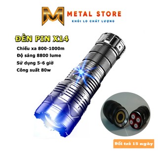 Đèn pin cầm tay siêu sáng X14 METALSTORE đèn pin chiếu xa công suất lớn