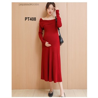 Đầm bầu, váy bầu body len cao cấp siêu tôn dáng thiết kế trễ vai [ĐẦM BẦU THỎ] - PT408