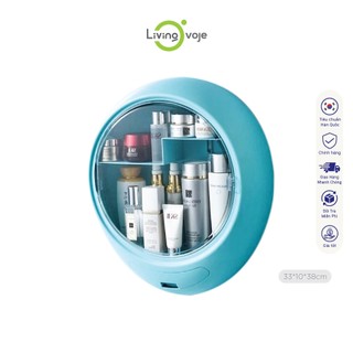 [Kệ treo tường - Chữ nhật và Tròn] Kệ đựng mỹ phẩm nhà tắm treo tường, để đồ trang điểm - LivingOn