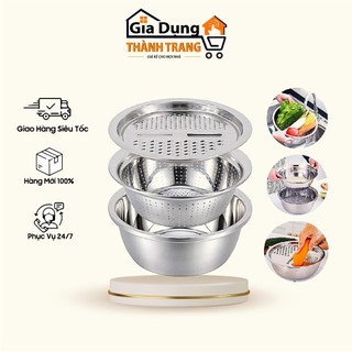 Bộ nạo rau củ đa năng inox 304, bộ rổ inox kèm nạo rau củ tiện lợi