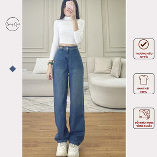 ( ảnh shop chụp ) Quần jean ống suông dáng dài SPRING Quanjeanongrong9323/P8K2