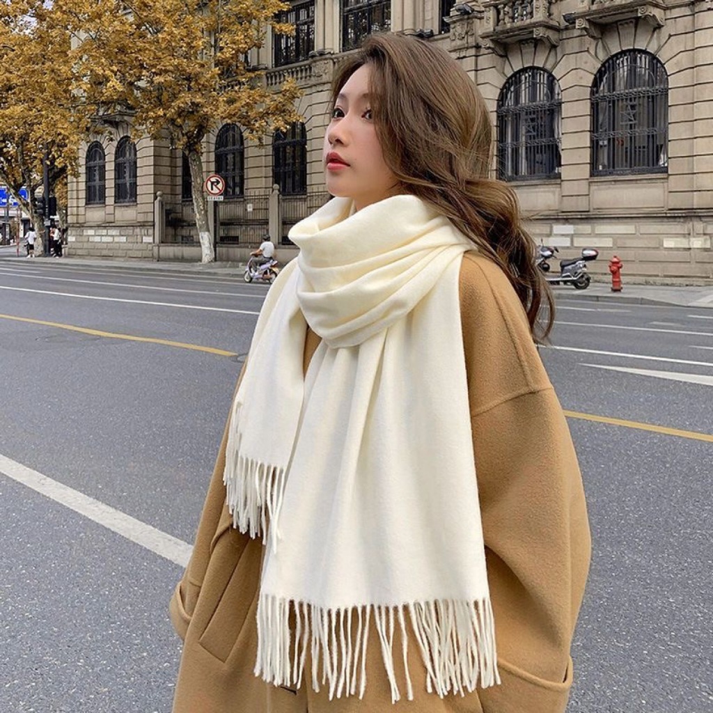 Khăn Choàng Cổ Nữ Cashmere Khăn Quàng Cổ Len phong cách Hàn Quốc vải Len lông cừu cao cấp