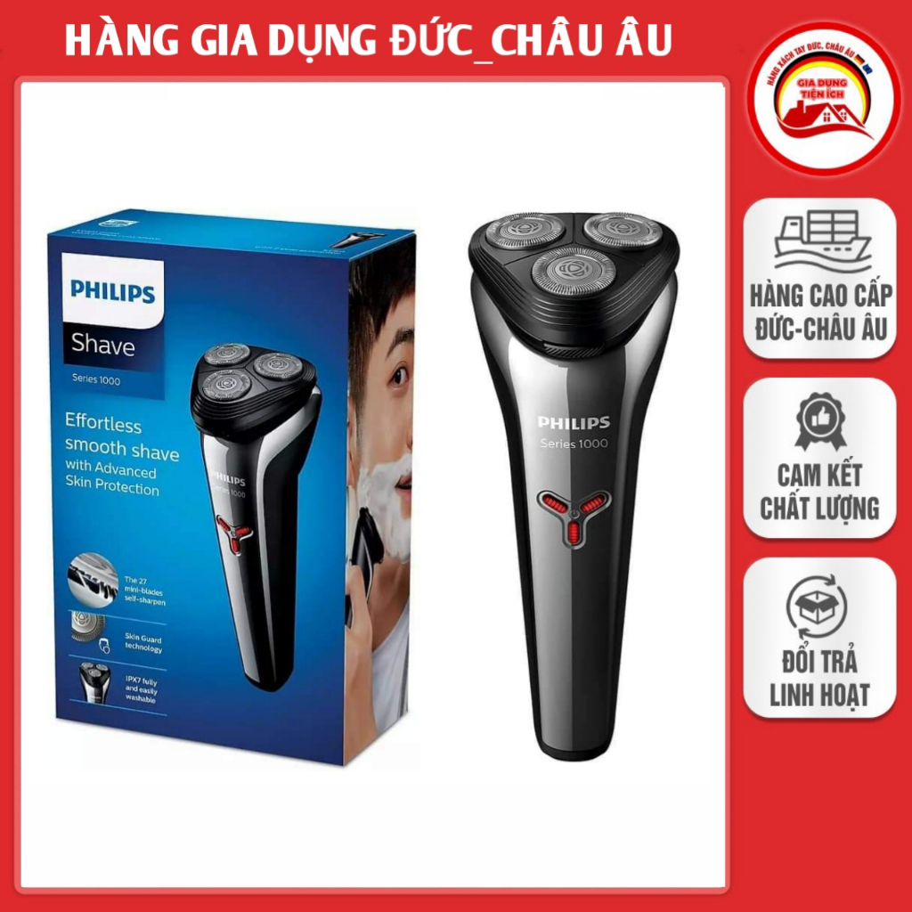 Máy cạo râu khô và ướt Philips S1301/02, 27 lưỡi cạo tự mài - Nhập Đức
