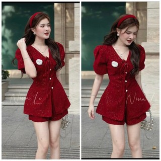 Set bộ đùi, bộ nữ bigisze, set bộ nhung bling phối hoa