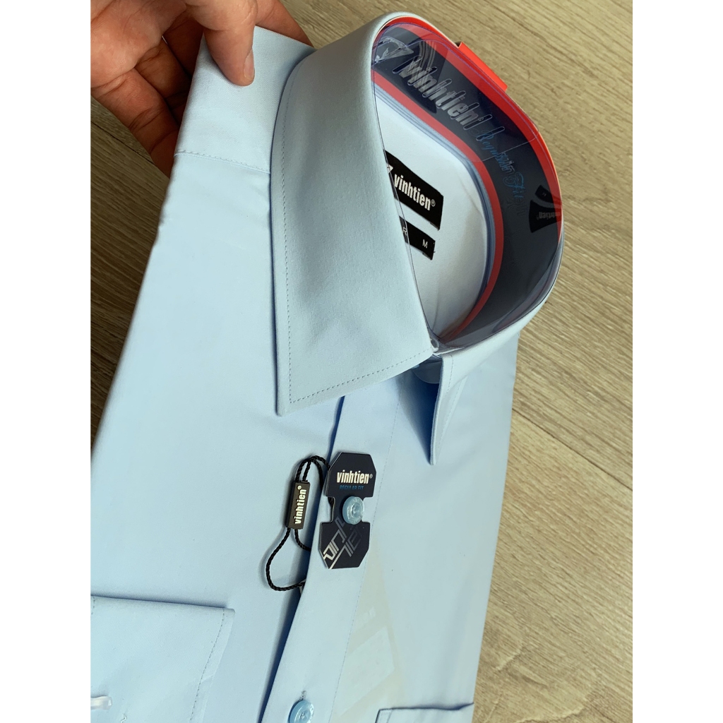 Áo Sơ Mi Dài Tay Dáng Regular Vĩnh Tiến Trơn Màu GTB 345