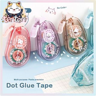 Băng dính 2 mặt dạng kéo Glue tape băng keo 2 mặt dạng kéo dài 4 mét hình thú màu trong suốt dễ thương Tẻn Tẻn