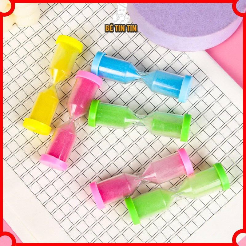 Combo [ LOẠI NHỎ 15s ] Đồng hồ cát bằng nhựa cho bé đồng hồ bấm giờ