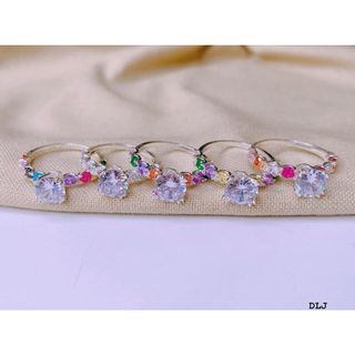 Nhẫn bạc đá sắc màu