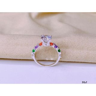 Nhẫn bạc đá sắc màu