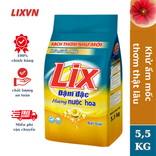 Bột giặt Lix đậm đặc hương nước hoa thơm mát 5,5 Kg PD575 giúp loại bỏ ẩm mốc làm sạch mọi vết bẩn cứng đầu - LIXVN