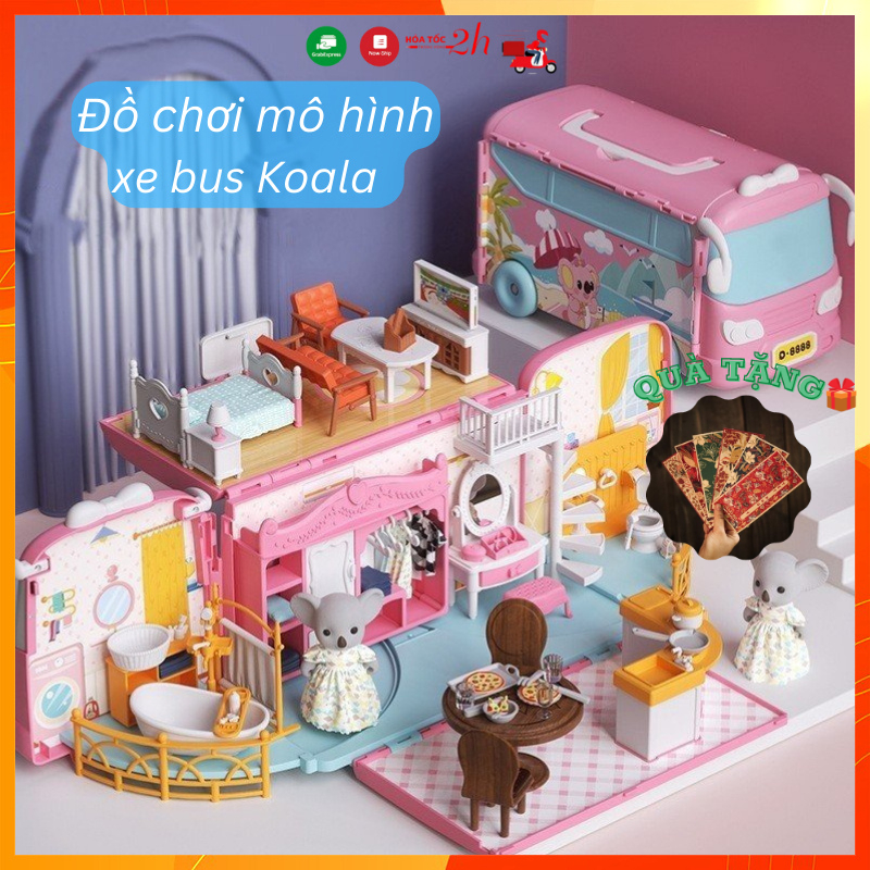 [Có kèm gấu] Bộ đồ chơi ghép hình búp bê KOALA bus, đồ hàng nhà búp bê vui nhộn 72 chi tiết dành cho bé 3-6 tuổi