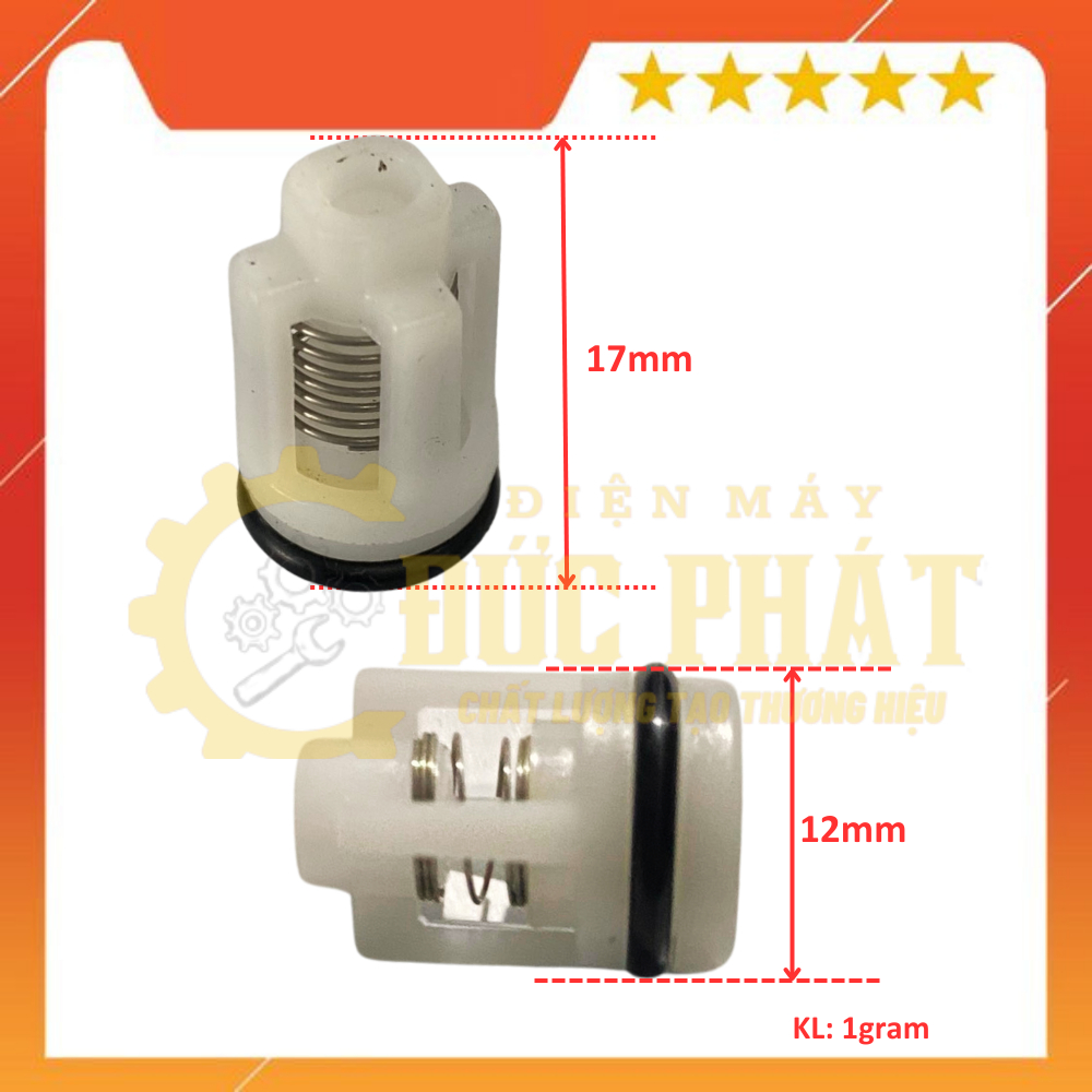 Bộ 3 van 1 chiều kích thước 12x17mm máy xịt rửa xe áp lực cao, VAN1C1