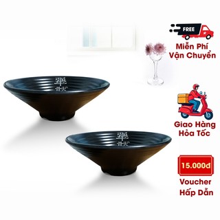 Tô tròn đen 18cm ăn bún phở bằng melamine cao cấp