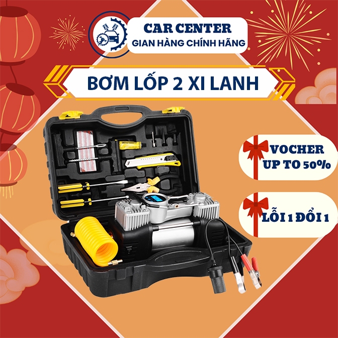 Bơm lốp ô tô 2 xi lanh, bơm xe ô tô Carcenter công suất lớn bơm siêu khỏe phù hợp với xe 4,5,7 chỗ, xe tải LỖI 1 ĐỔI 1