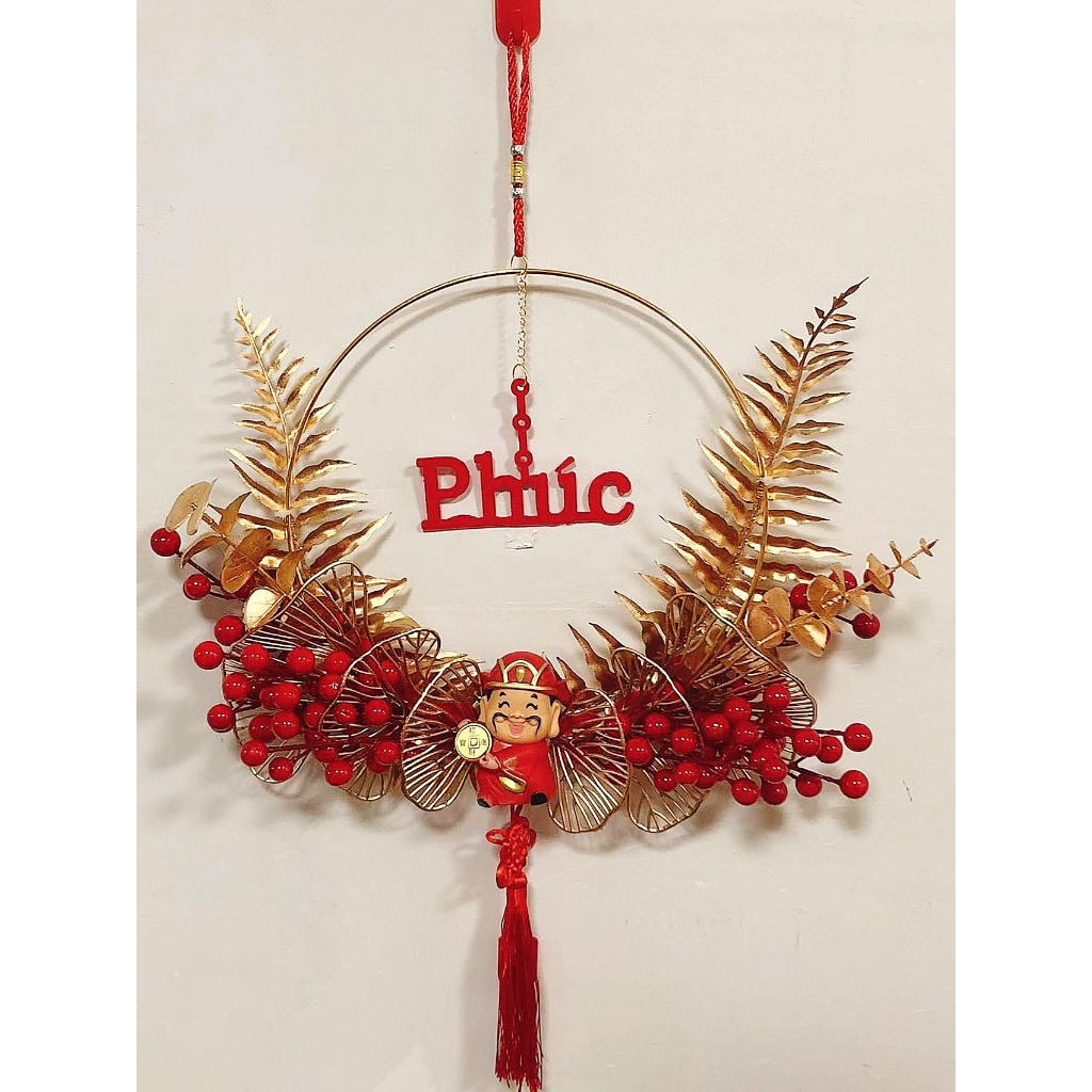 Vòng Treo Cửa Đào Đông Trang Trí Nhà Cửa Dịp Tết Có Đèn LED  khaihuyauto