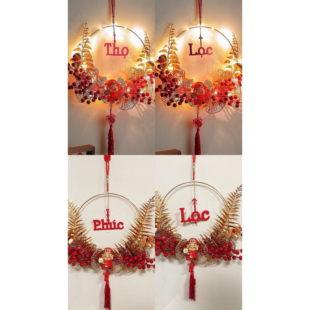 Vòng Treo Cửa Đào Đông Trang Trí Nhà Cửa Dịp Tết Có Đèn LED  khaihuyauto
